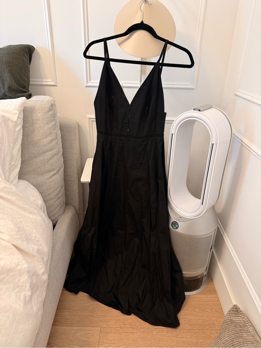 COS 100% cotton Black V-Neck Spaghetti Strap Dress